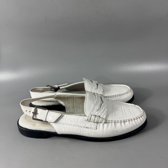 G.H. Bass & Co. Womens Whitney White Croco Emboss Loafers Shoes Size 10 M - Picture 2 of 14